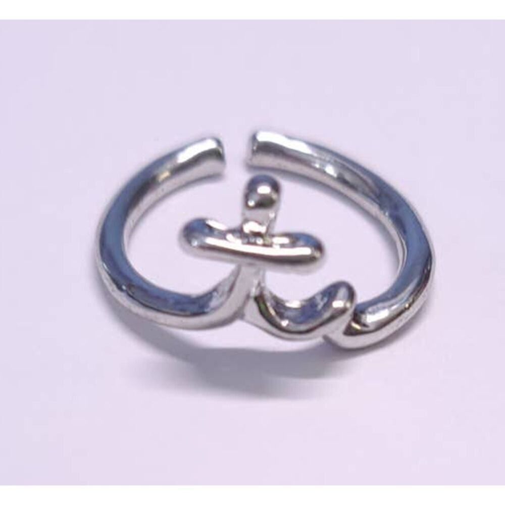 Toe or Finger Open Size Ring Sterling Silver Plated Cross Anchor Fashion‎ New